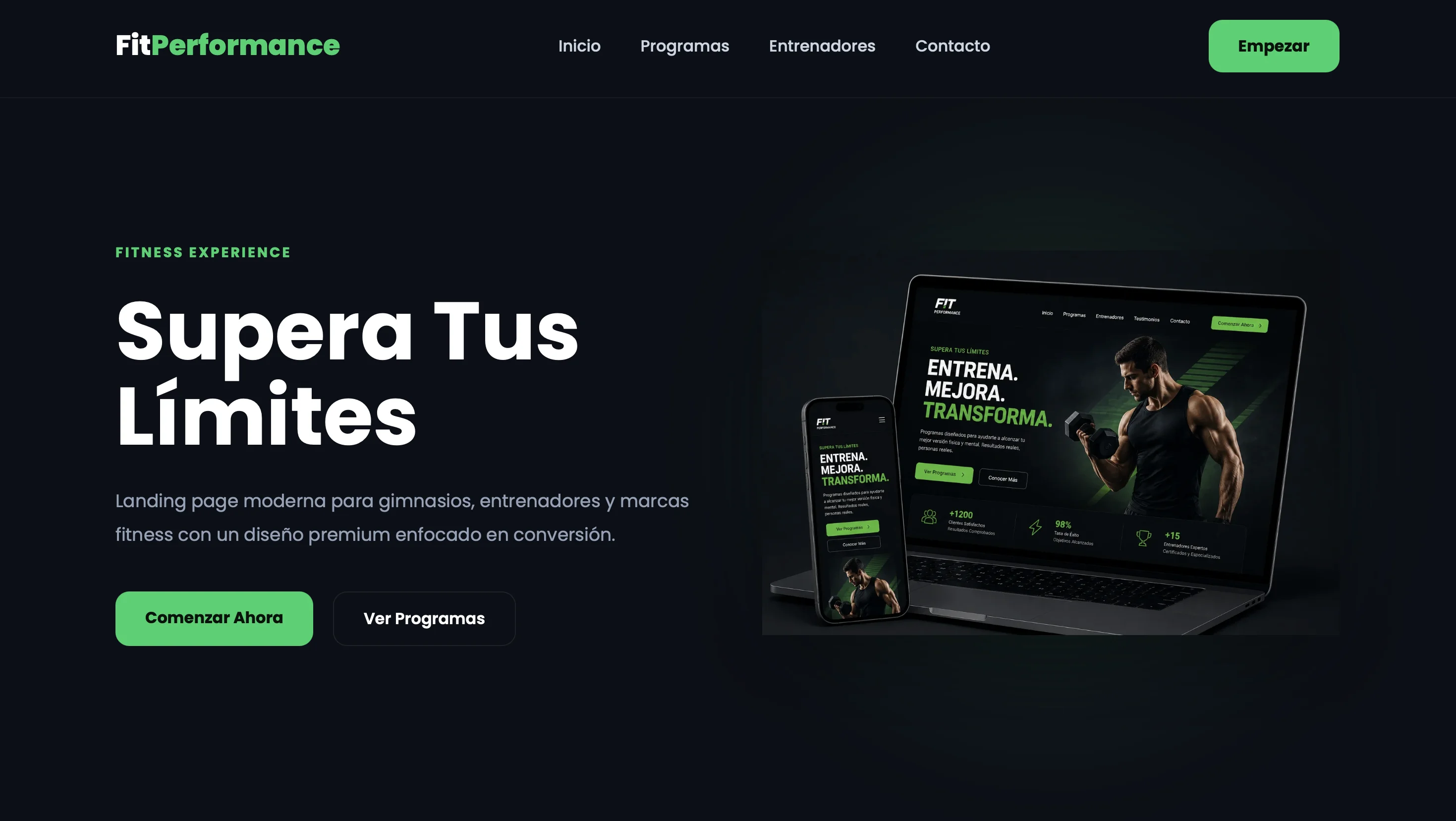 Diseño web para gimnasio y fitness